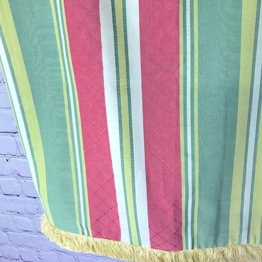 Custom Tailored Grandmillenial Valance Pink Green Gold Fringe Trim Size 24